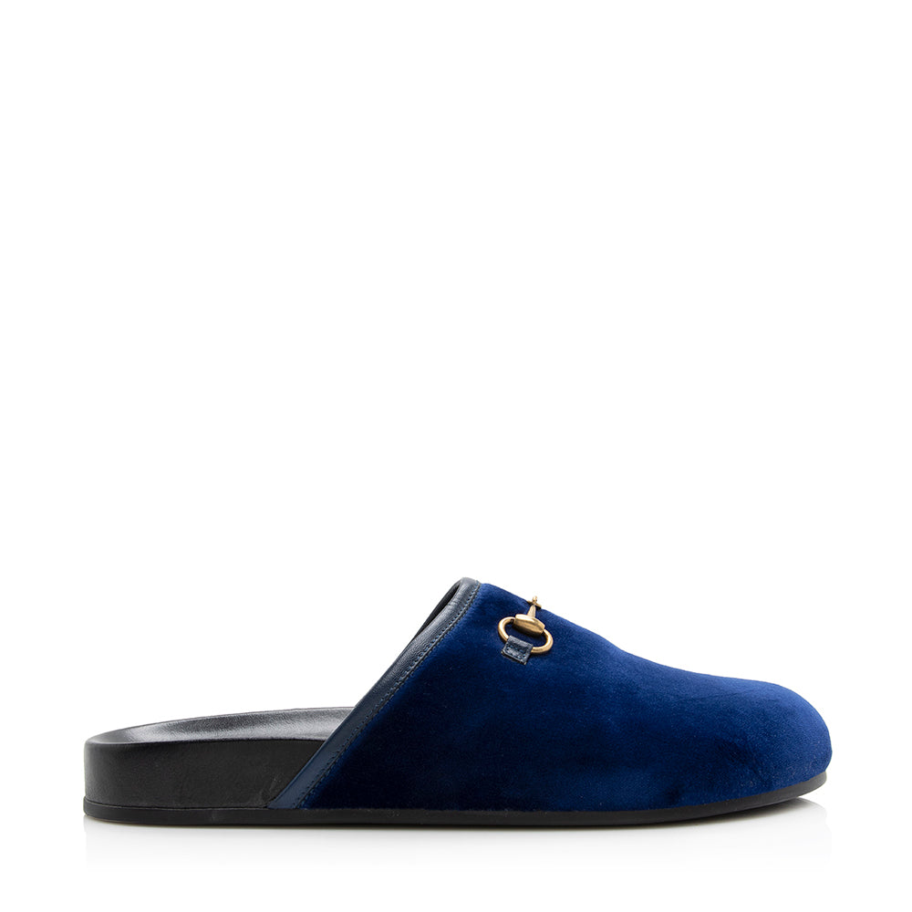 Gucci Velvet Horsebit Mules - Size 8 / 38 (SHF-20894)