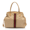 Gucci Vintage GG Canvas Web Tassel Tote (SHF-S7CL5b)