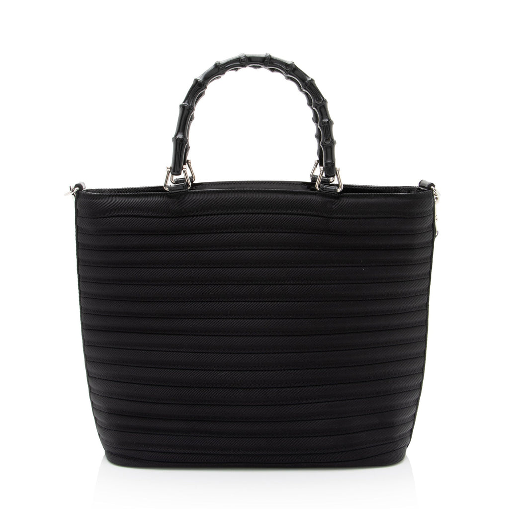 Gucci Vintage Quilted Nylon Bamboo Tote (SHF-2fSkOi)