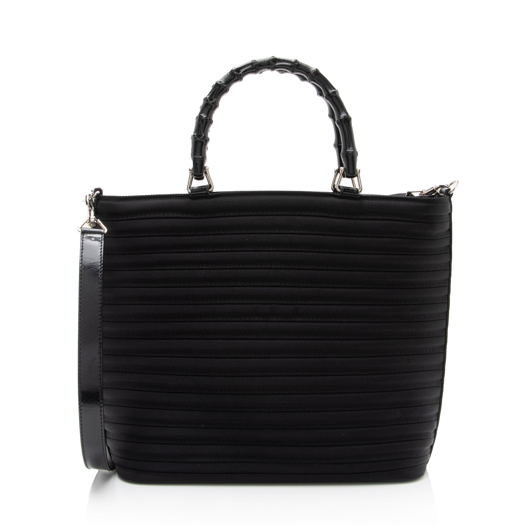 Gucci Vintage Quilted Nylon Bamboo Tote (SHF-2fSkOi)
