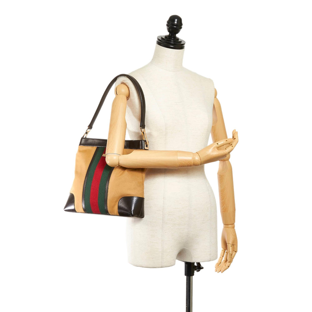Gucci Web Canvas Shoulder Bag (SHG-32940)