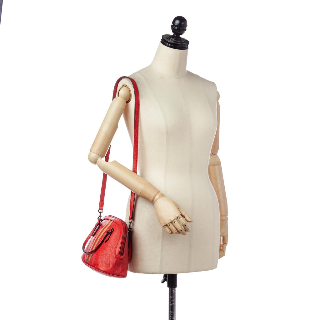 Gucci Web Dome Leather Satchel (SHG-30517)