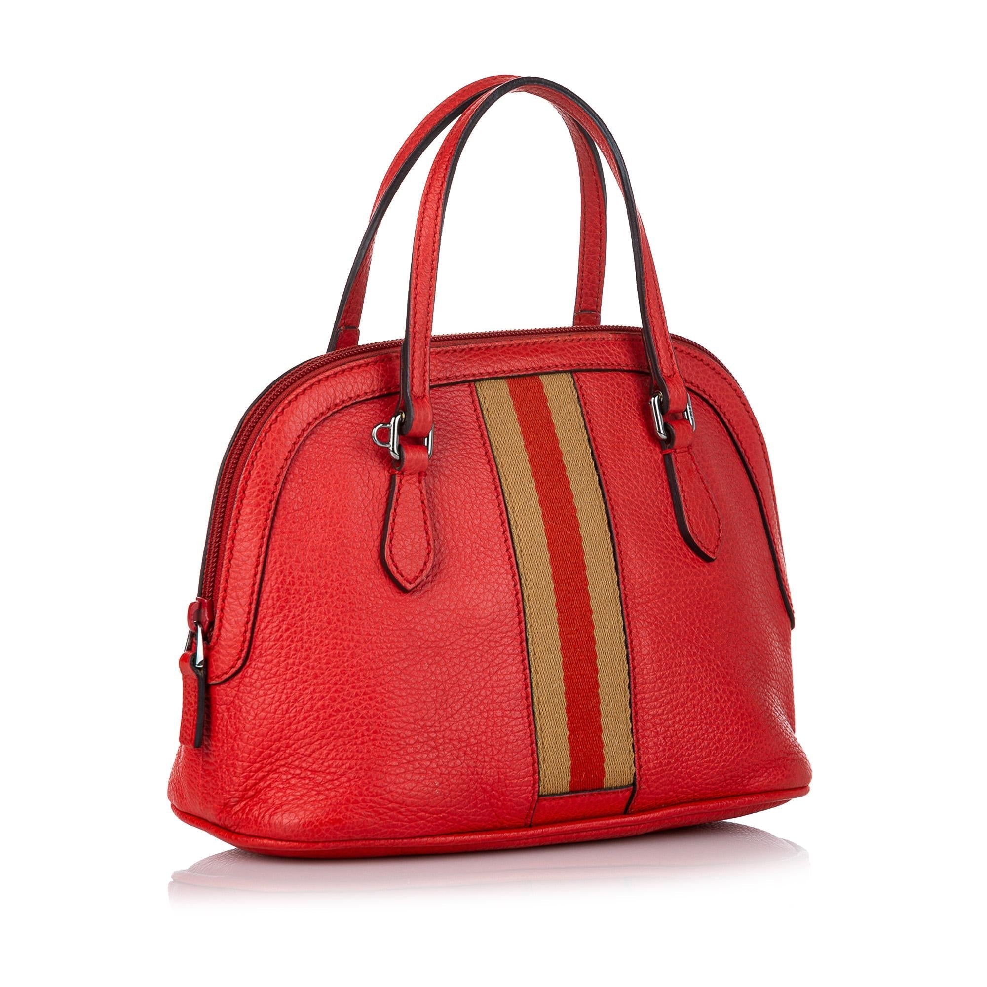 Gucci Web Dome Leather Satchel (SHG-30517)