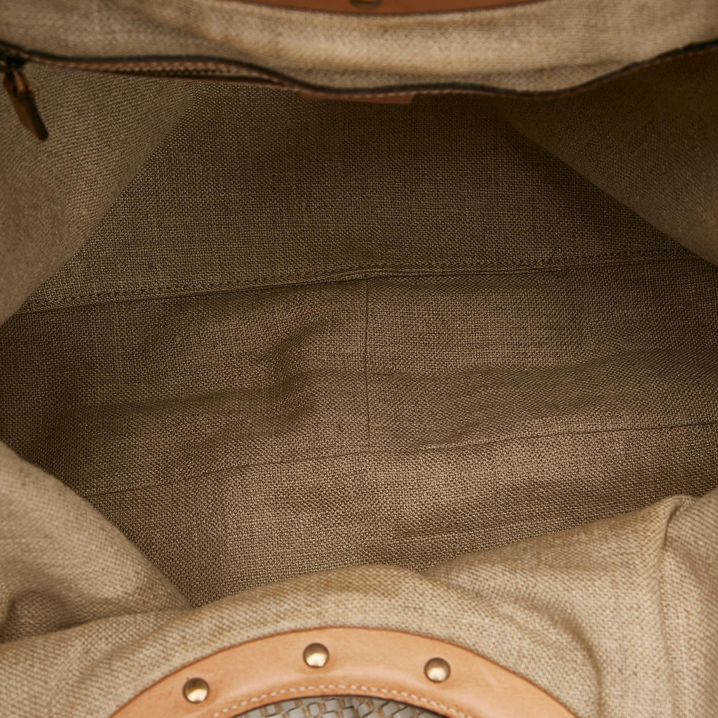 Gucci Woven Leather Bamboo Hobo (SHG-9rgvsp)