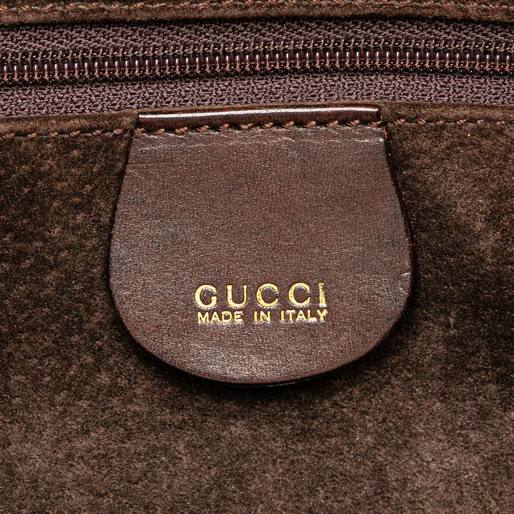 Gucci WovLB Leather Bamboo Satchel