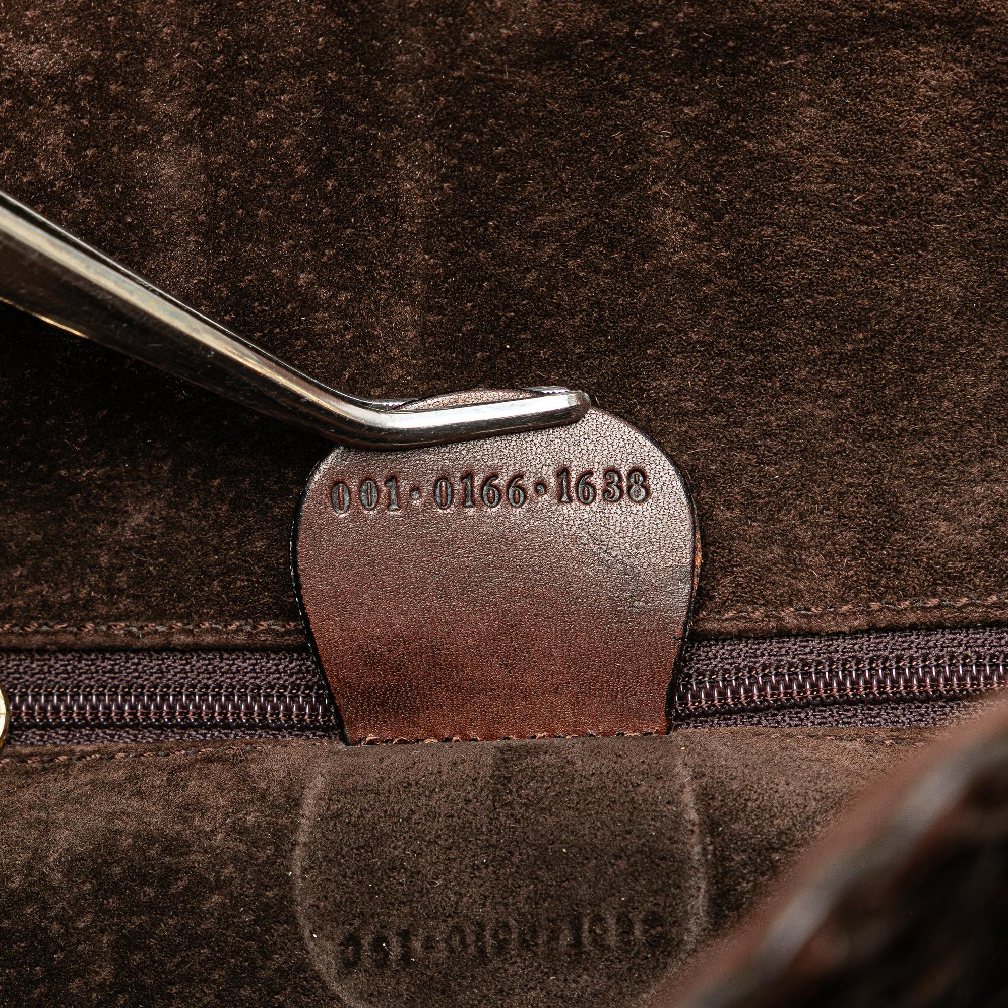 Gucci WovLB Leather Bamboo Satchel