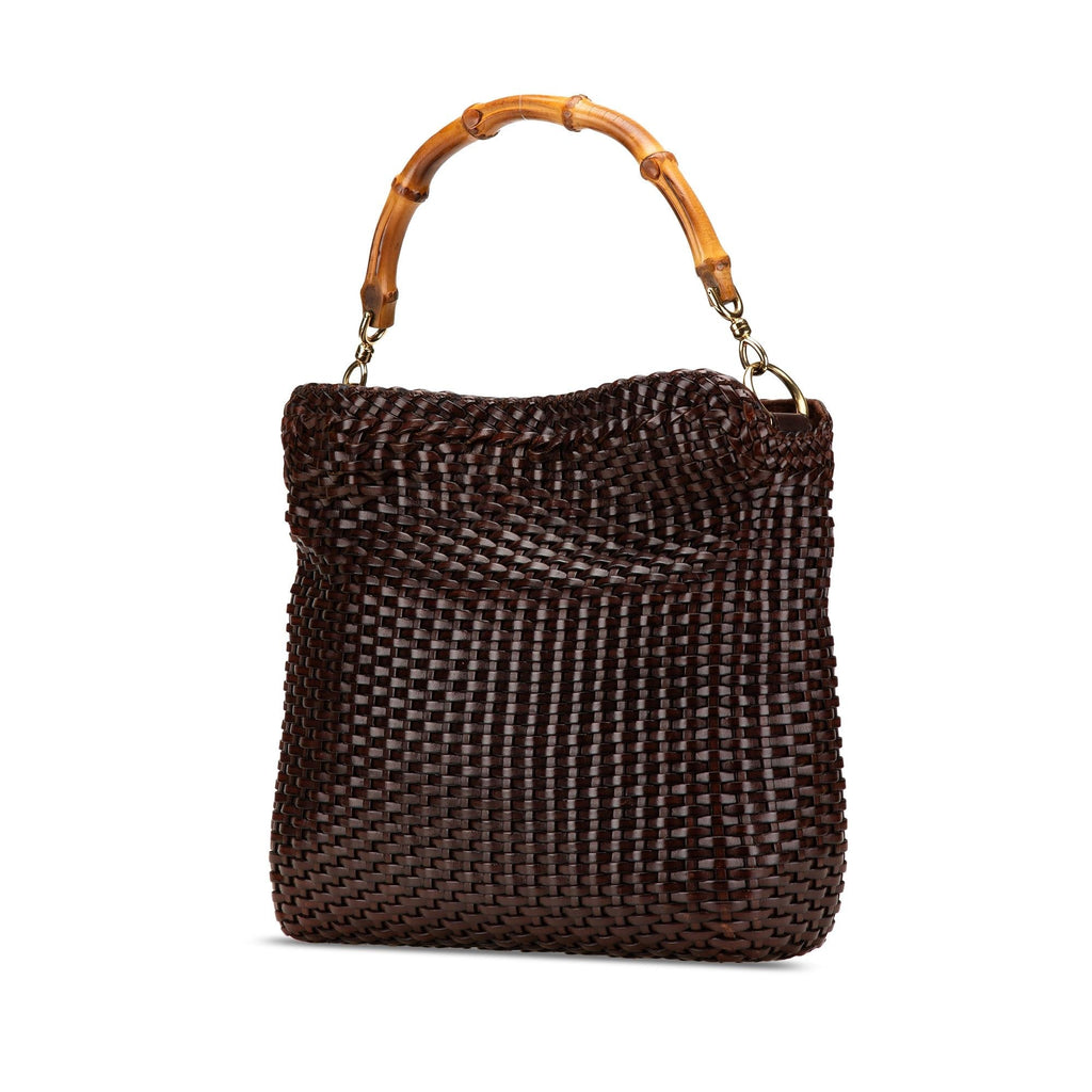 Gucci WovLB Leather Bamboo Satchel
