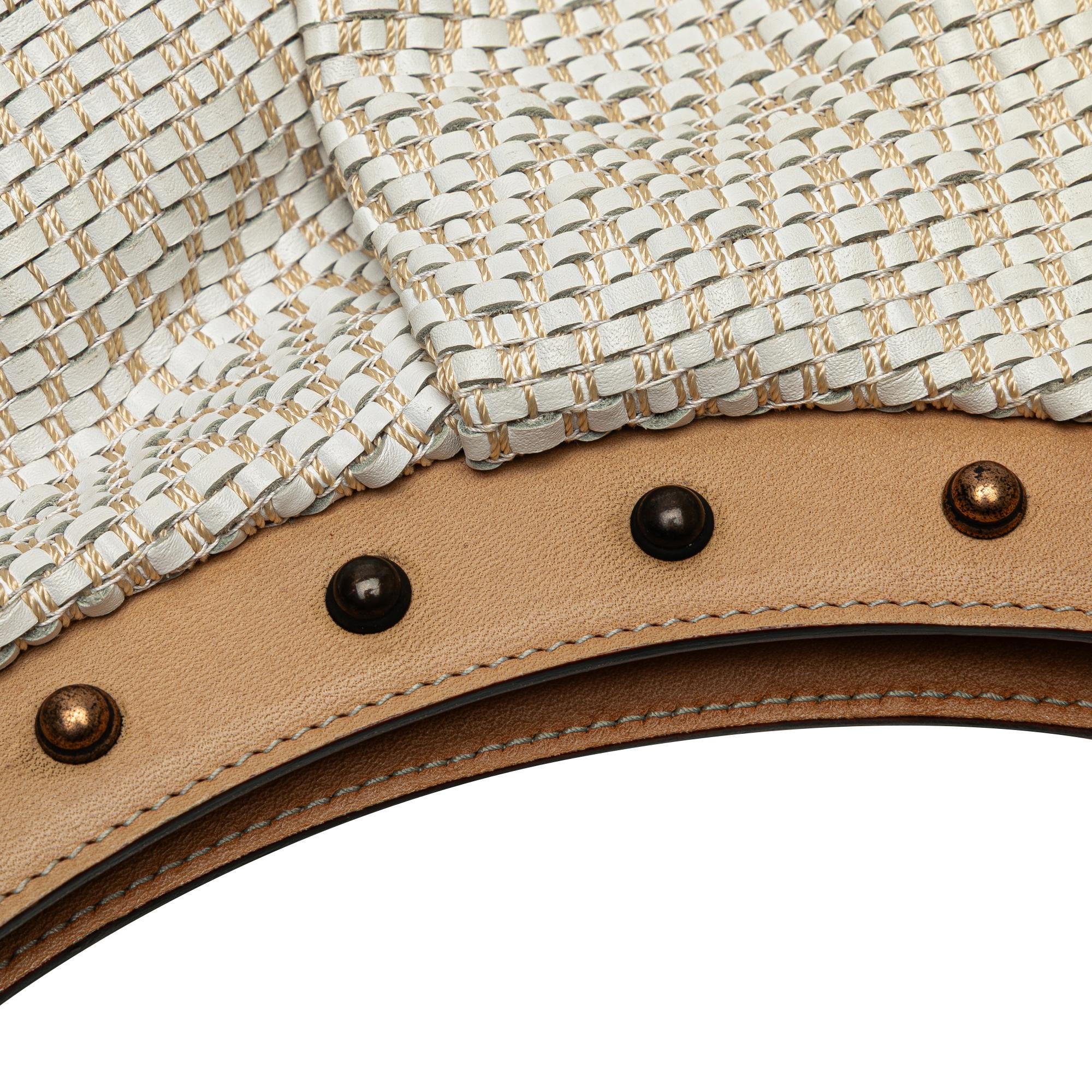 Gucci Woven Leather Bamboo Studded Hobo