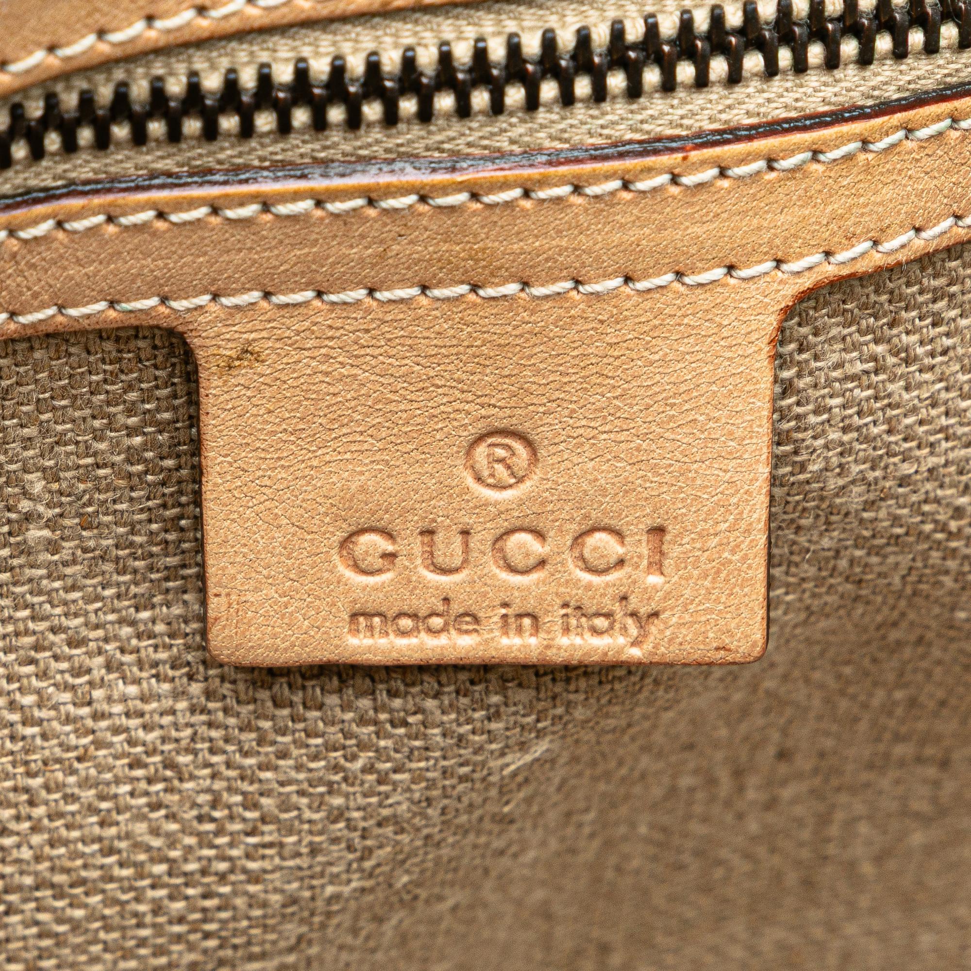 Gucci Woven Leather Bamboo Studded Hobo