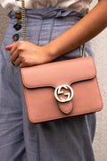 Small Interlocking Shoulder Bag Dusty Pink