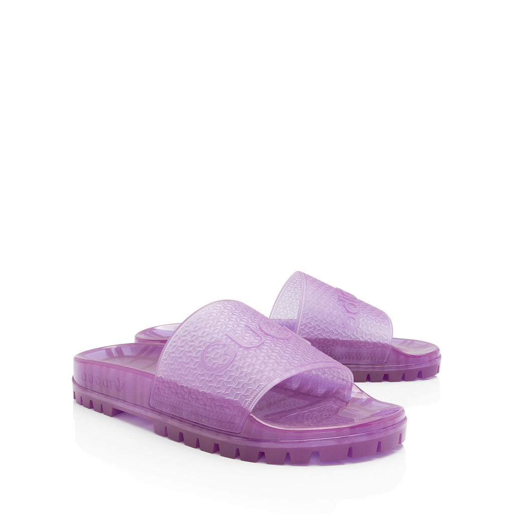 Gucci x Adidas Rubber Logo Slides - Size 9 / 39 (SHF-xmlfSo)