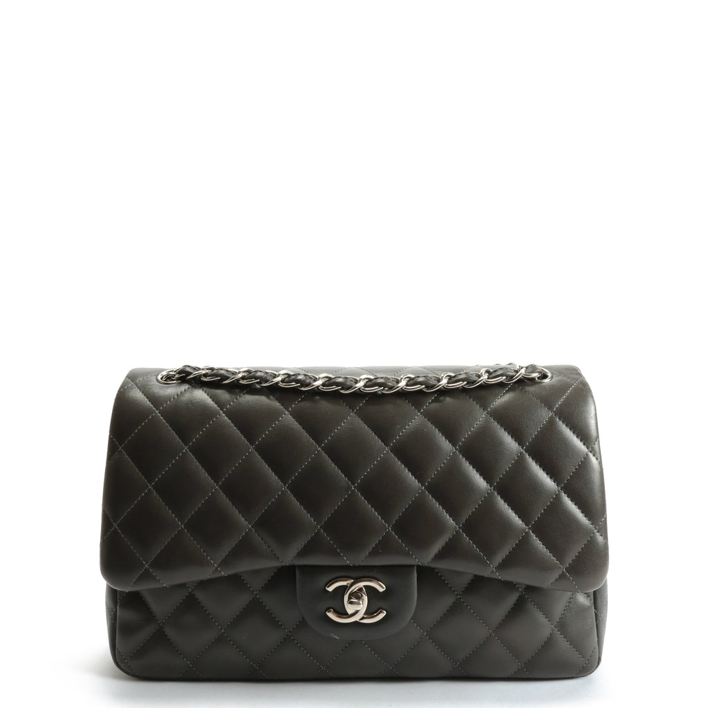 CHANEL Classic Jumbo Double Flap Lambskin- Grey
