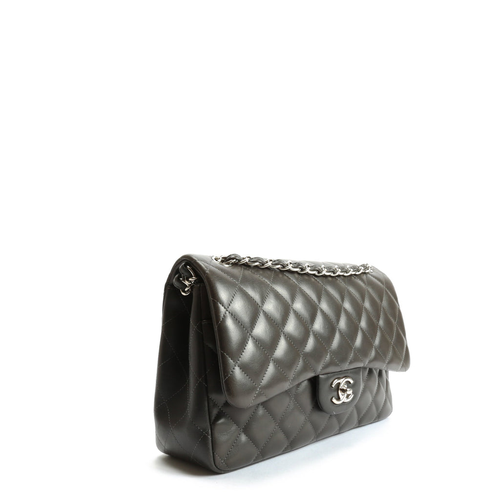 CHANEL Classic Jumbo Double Flap Lambskin- Grey