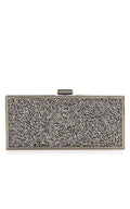 Gunmetal Ariana Rock Crystal Hard Clutch