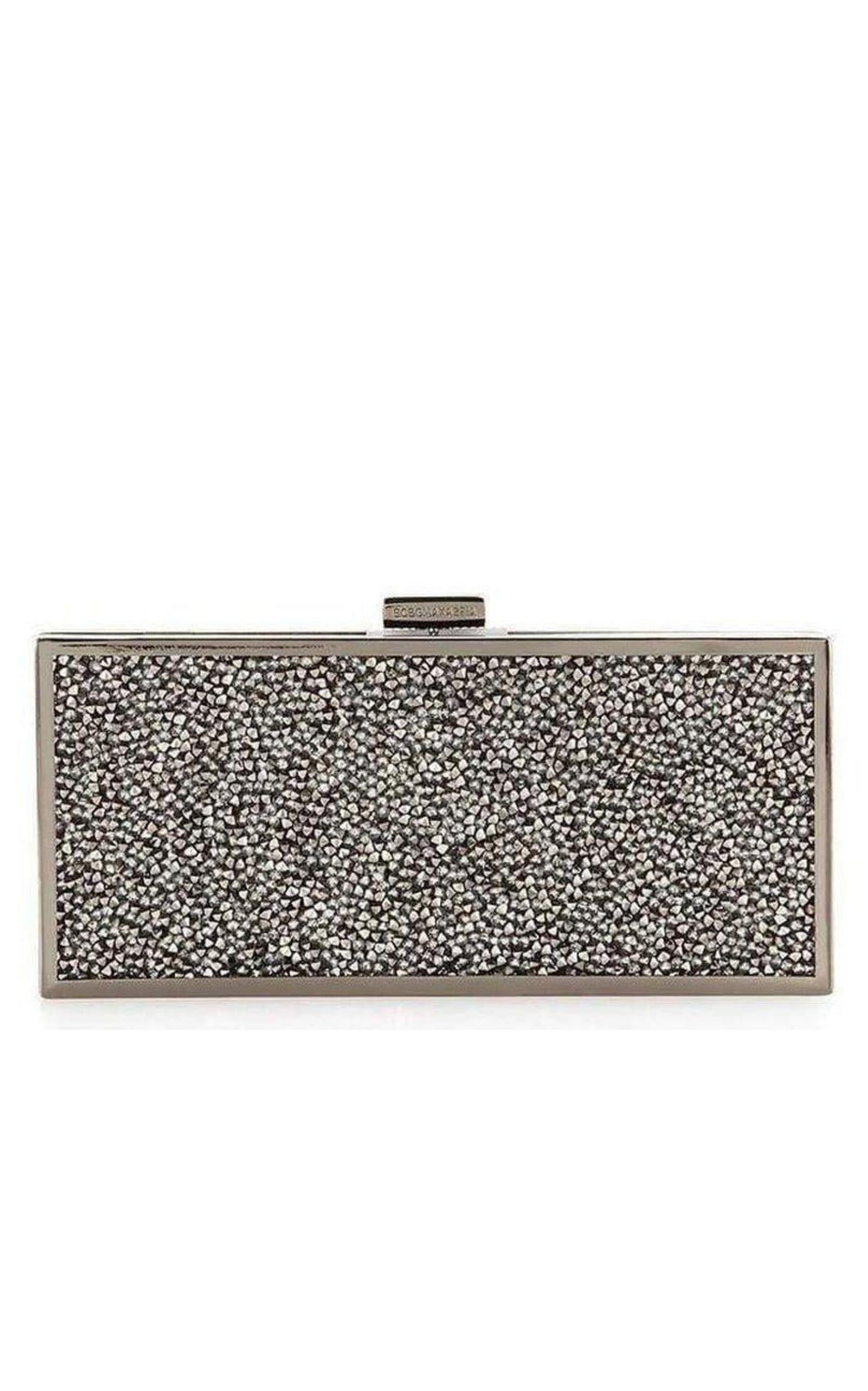 Gunmetal Ariana Rock Crystal Hard Clutch