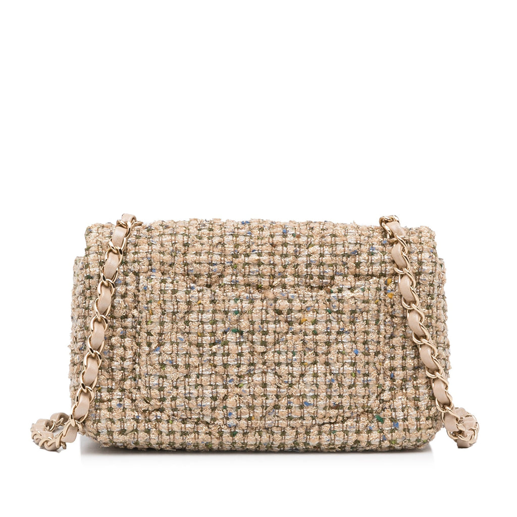 Chanel Classic Flap Bag Mini Brown Tweed Gold