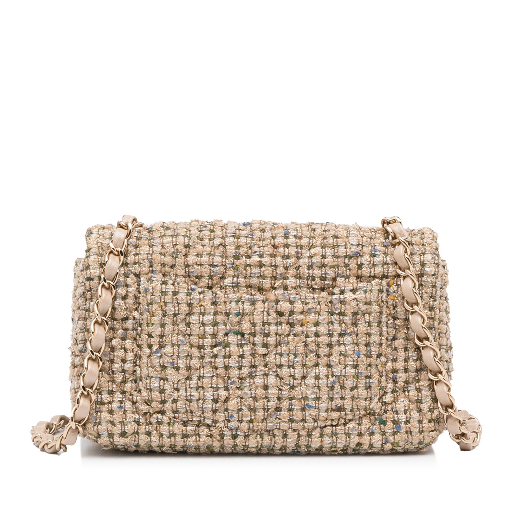 Chanel Classic Flap Bag Mini Brown Tweed Gold