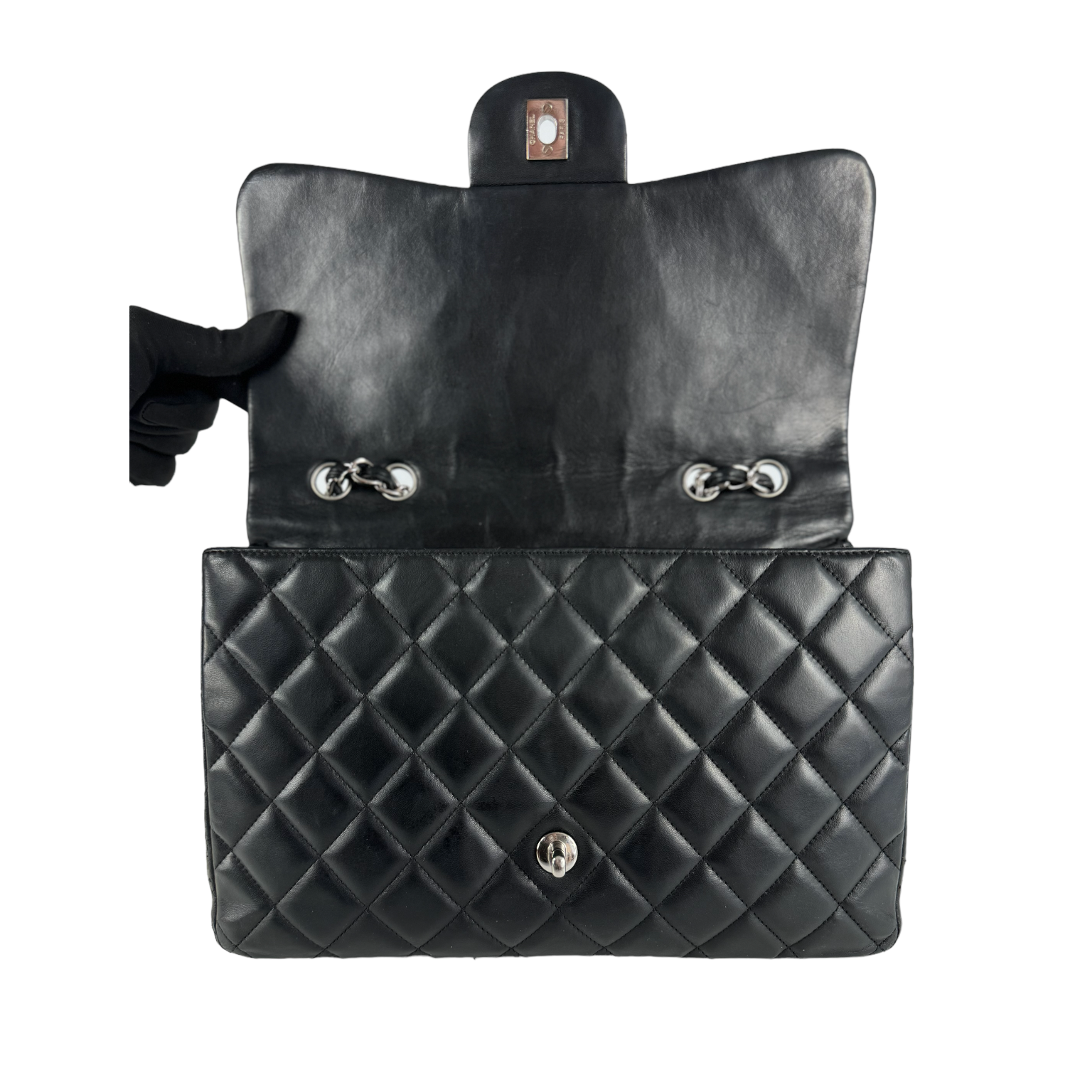 Chanel Classic Single Flap Jumbo Black Lambskin SiLouis Vuittoner