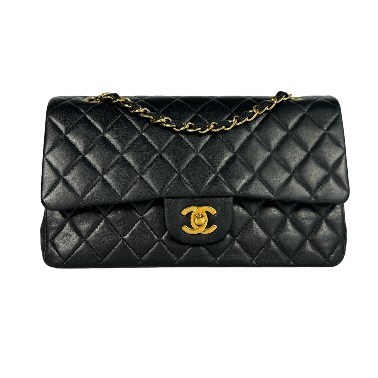 Chanel Classic Double Flap Medium Black Lambskin Gold