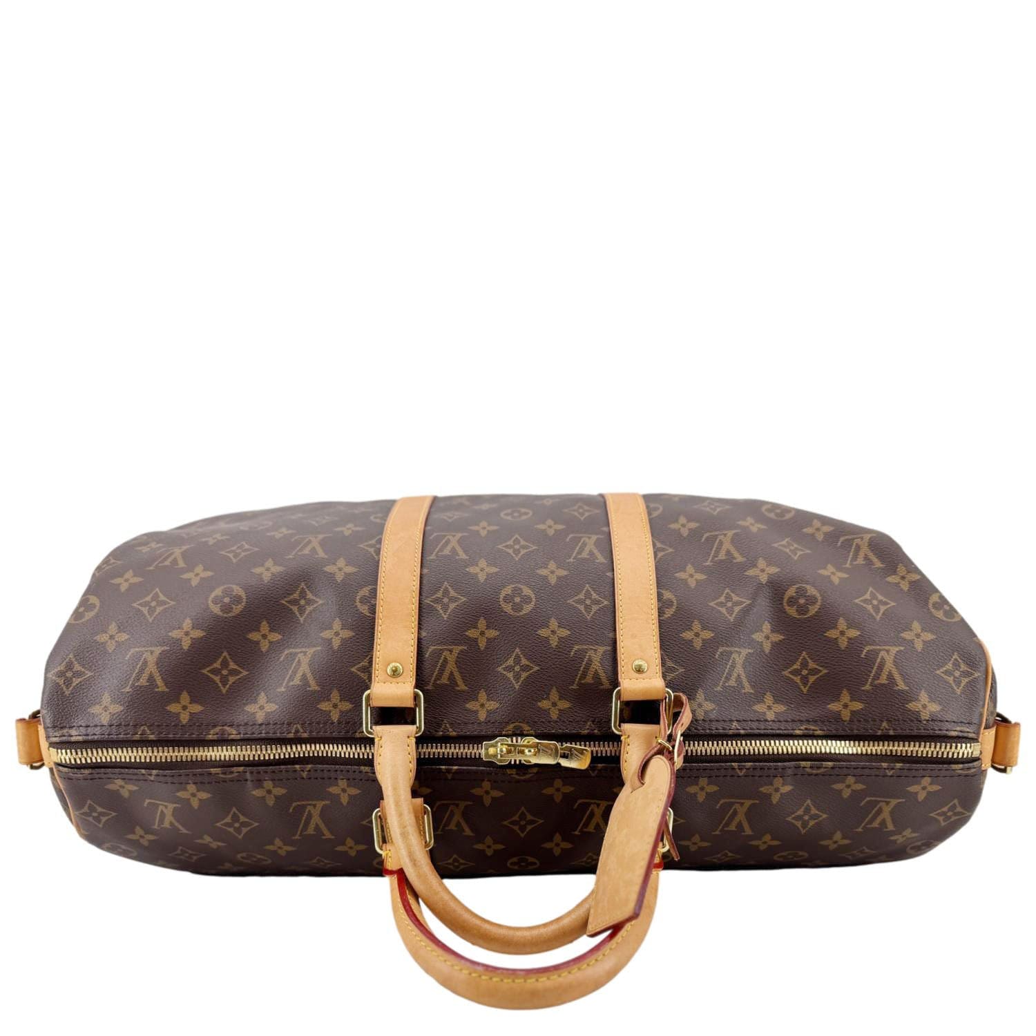 LOUIS VUITTON Keepall 50 Bandouliere Monogram Canvas Travel Bag Brown