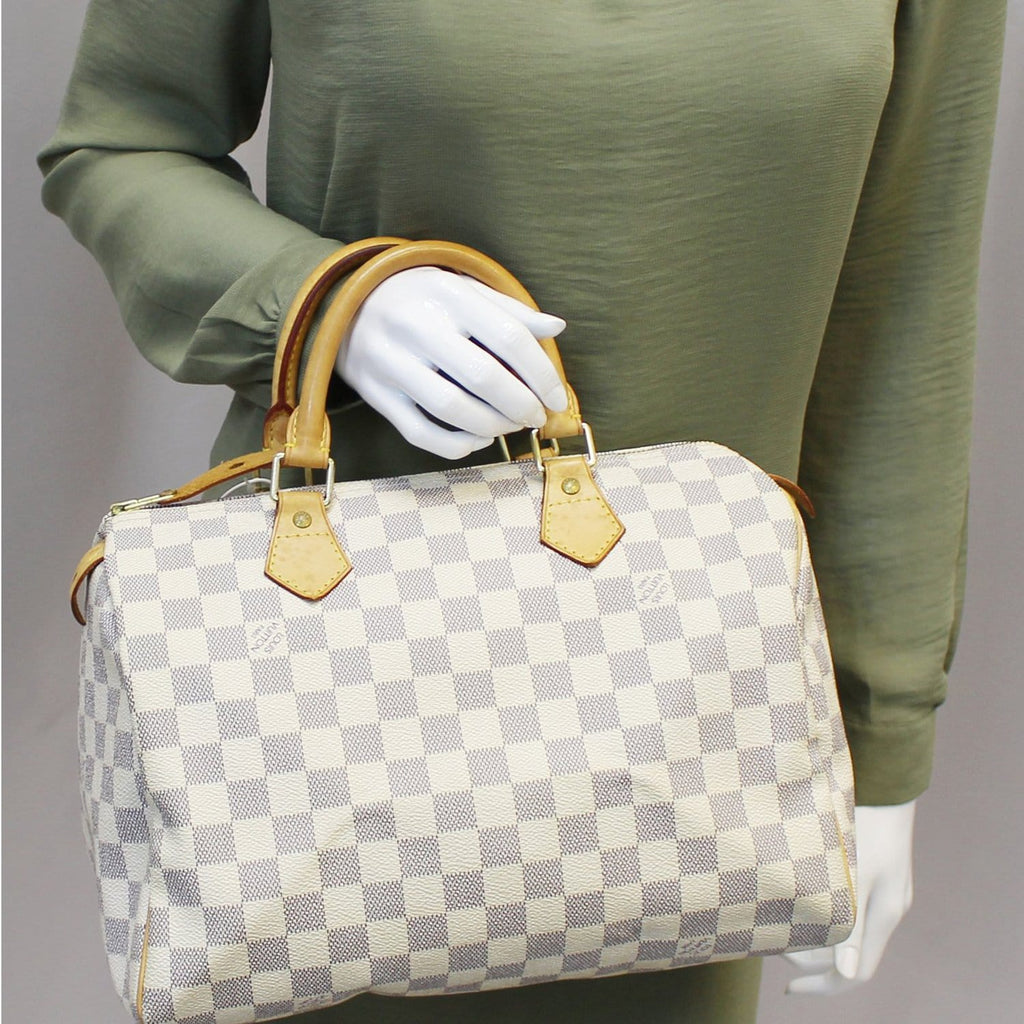 Louis Vuitton Damier Azur Speedy 30 Satchel Handbag