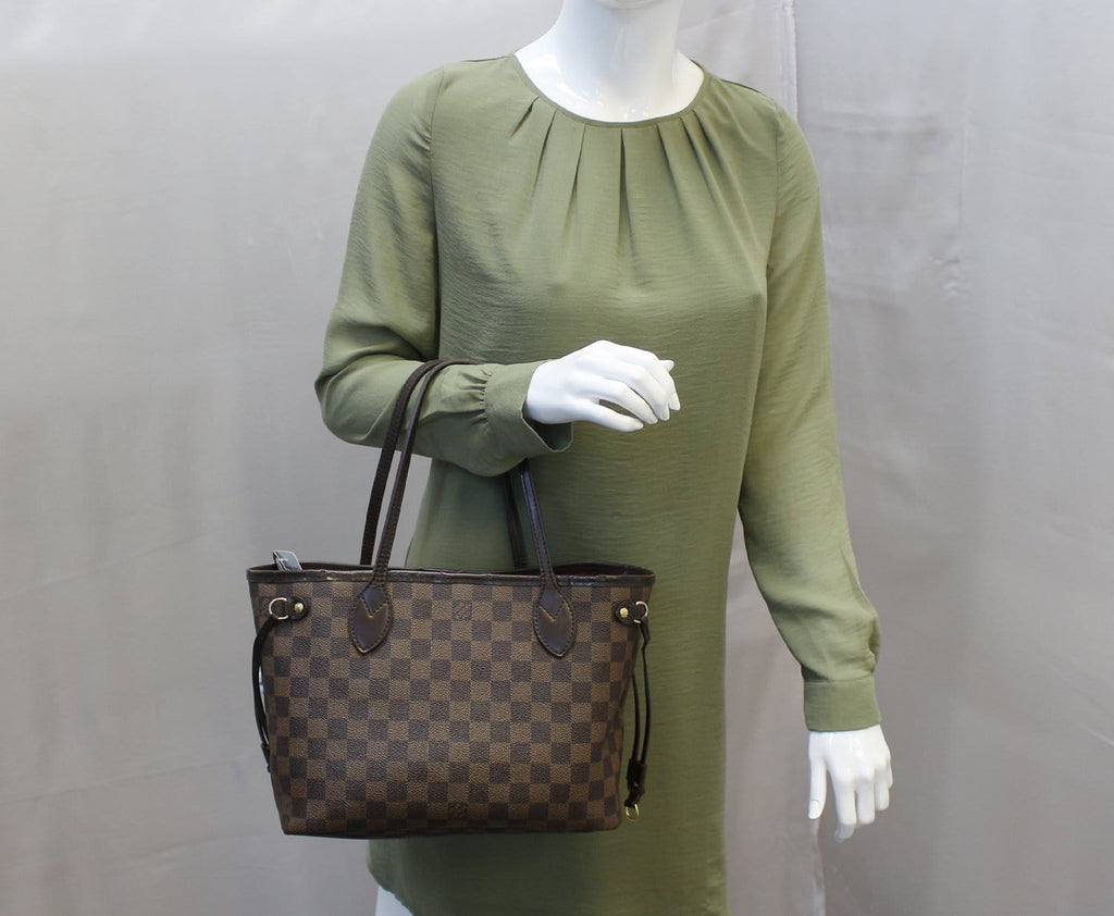 LOUIS VUITTON Damier Ebene Neverfull PM Tote Shoulder Bag