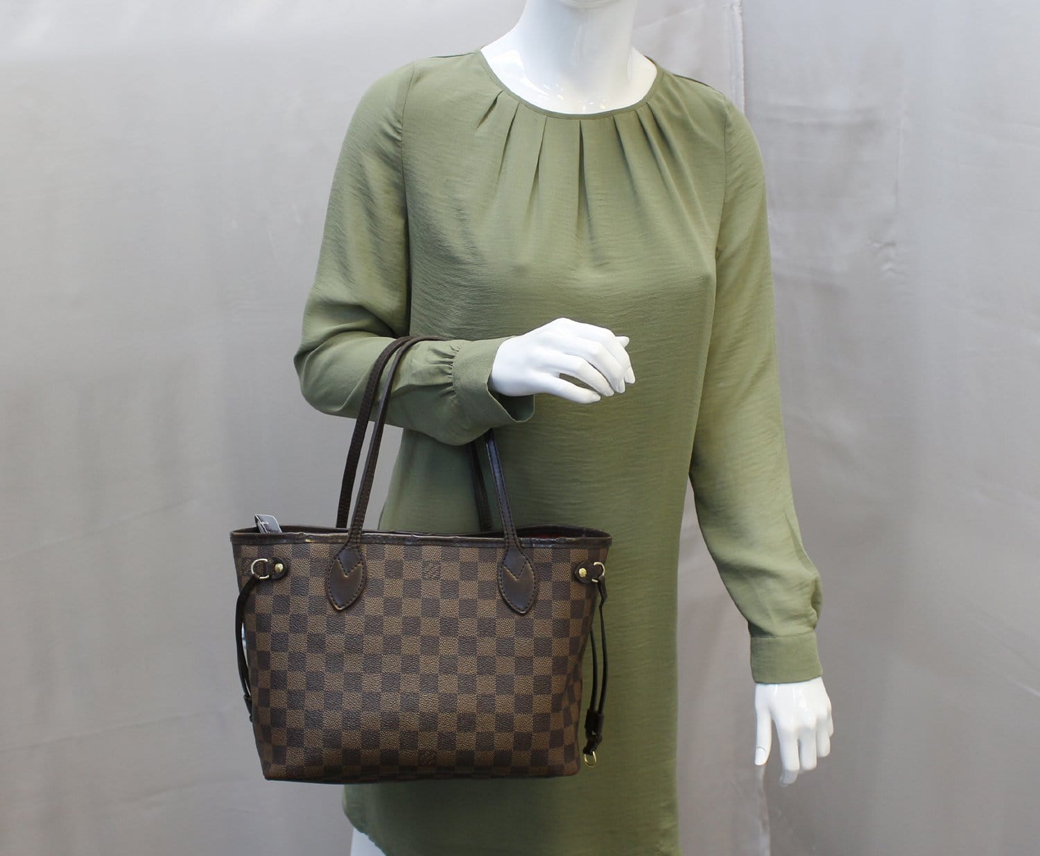 LOUIS VUITTON Damier Ebene Neverfull PM Tote Shoulder Bag