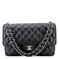 Chanel Classic Jumbo Double Flap Quilted Caviar Leather Shoulder Bag Black