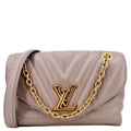 LOUIS VUITTON New Wave Chain MM Calfskin Leather Shoulder Bag Beige