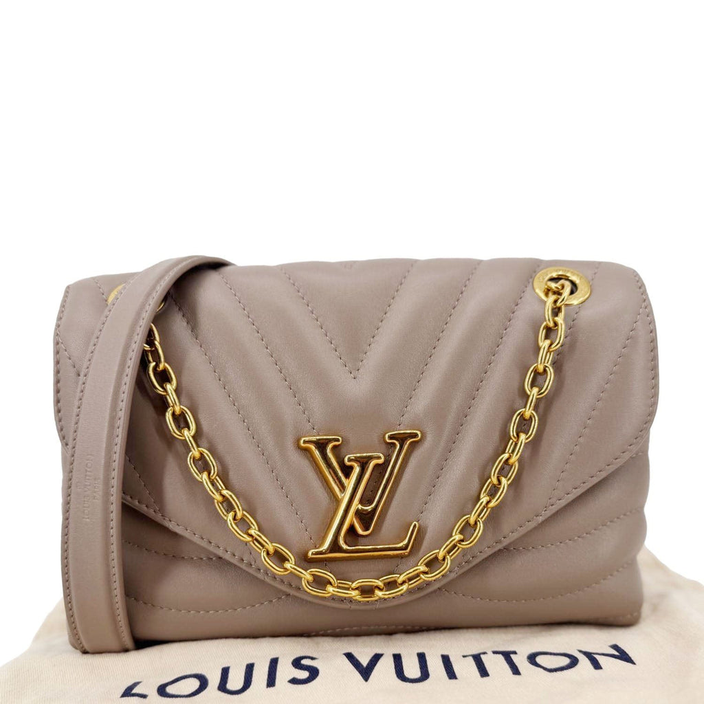 LOUIS VUITTON New Wave Chain MM Calfskin Leather Shoulder Bag Beige