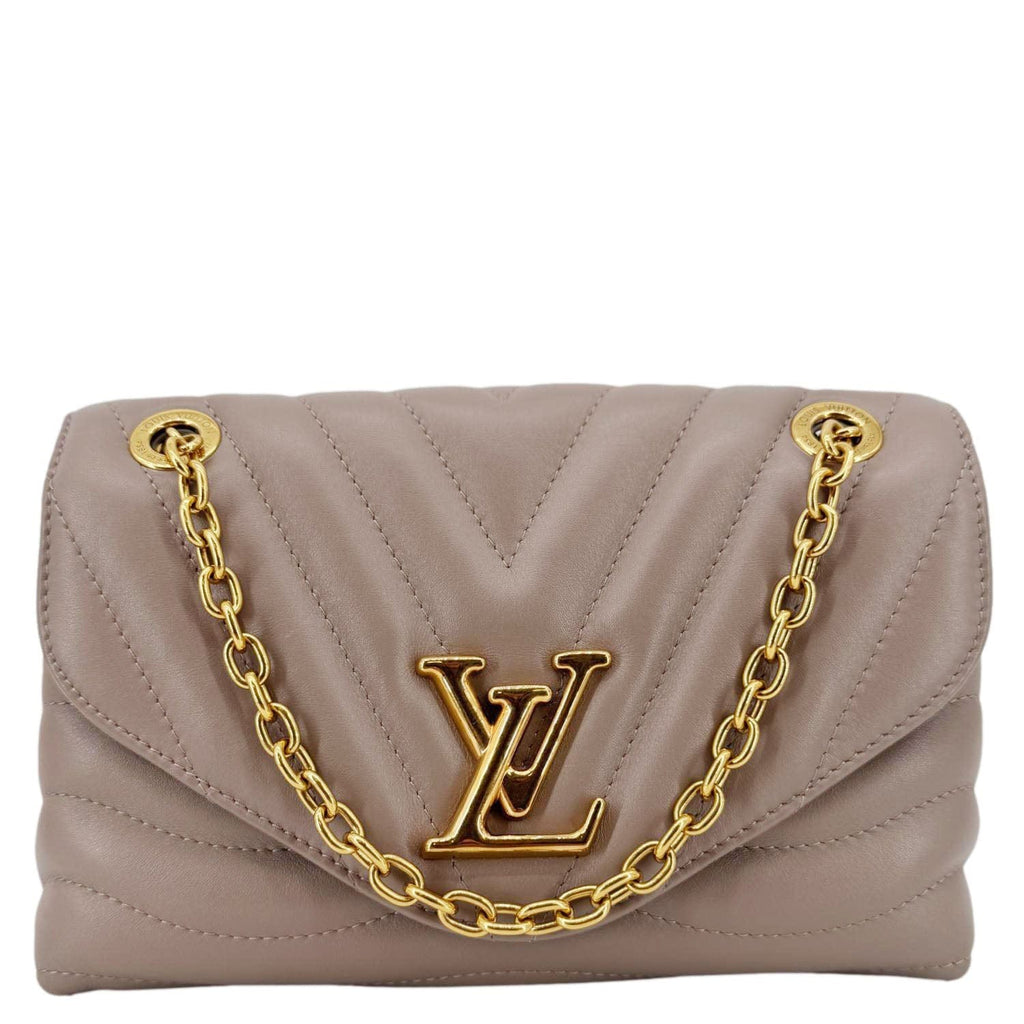 LOUIS VUITTON New Wave Chain MM Calfskin Leather Shoulder Bag Beige