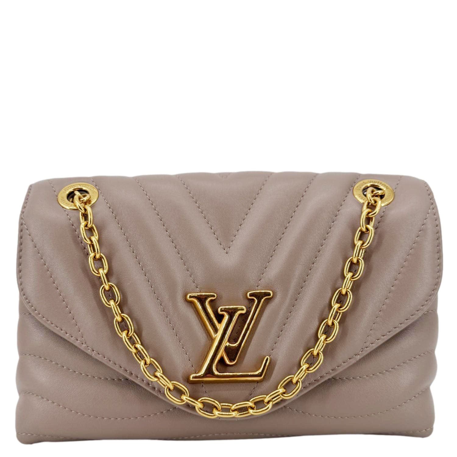LOUIS VUITTON New Wave Chain MM Calfskin Leather Shoulder Bag Beige