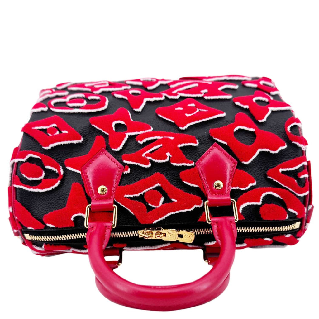 LOUIS VUITTON X UF Speedy Bandouliere 25  Tufted Monogram Satchel Bag Red