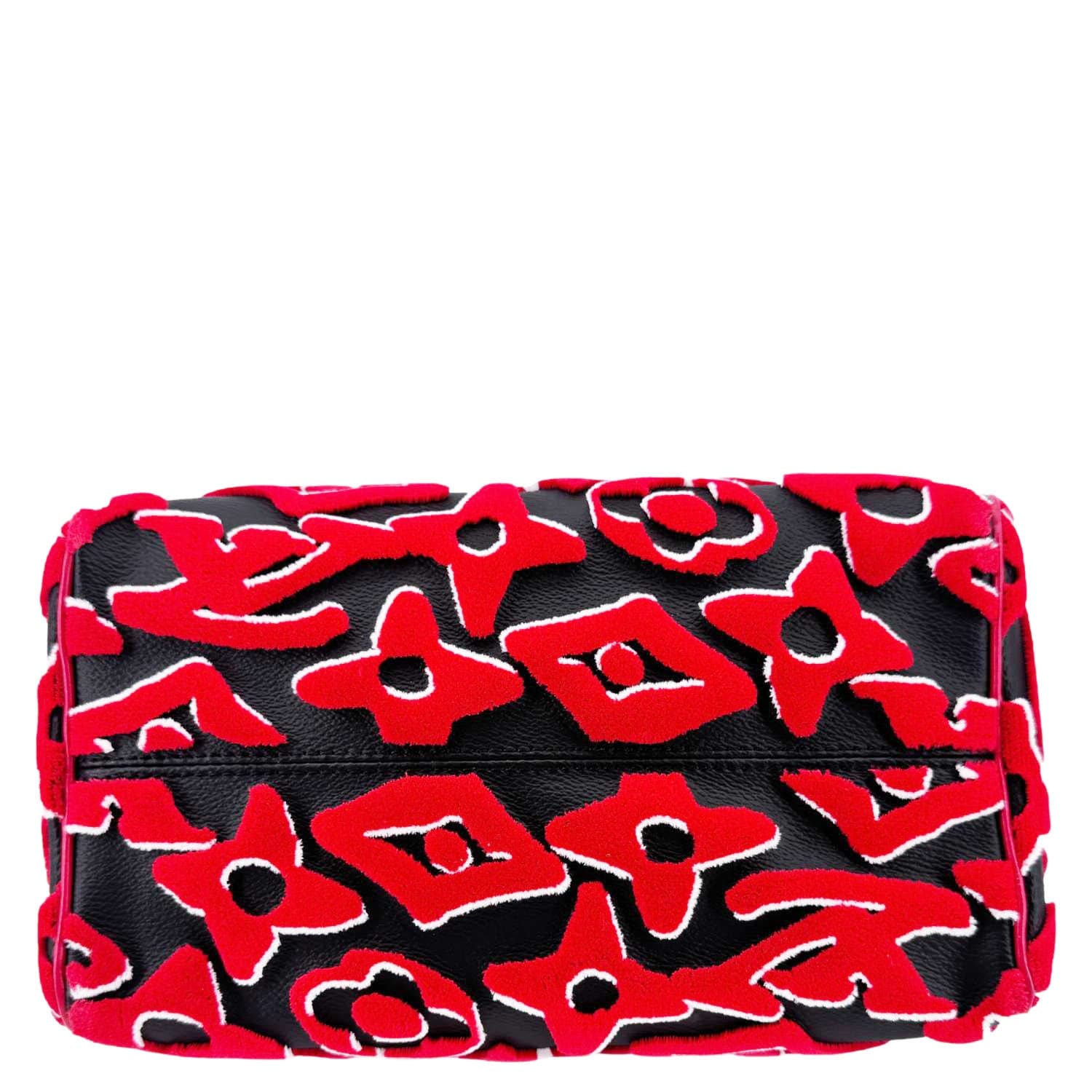 LOUIS VUITTON X UF Speedy Bandouliere 25  Tufted Monogram Satchel Bag Red