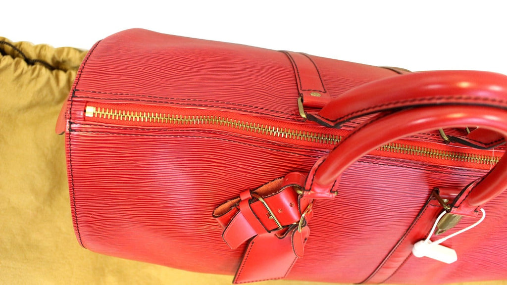 LOUIS VUITTON Epi Leather Red Keepall 45 Boston Bag