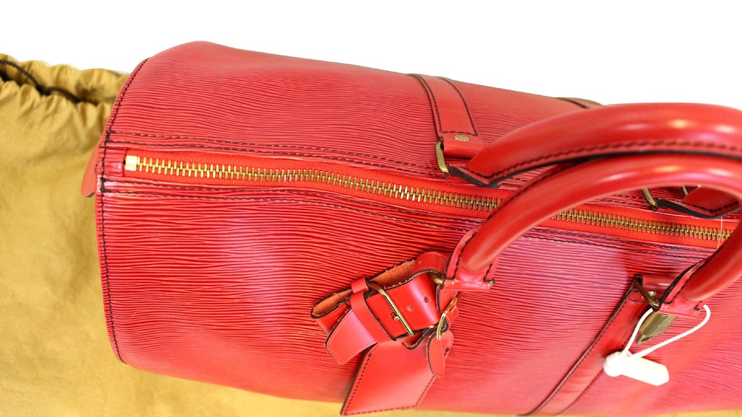 LOUIS VUITTON Epi Leather Red Keepall 45 Boston Bag