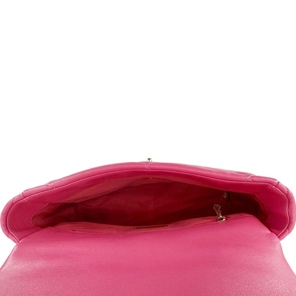 Chanel 19 Flap Medium Lambskin Quilted Leather Shoulder Bag Pink