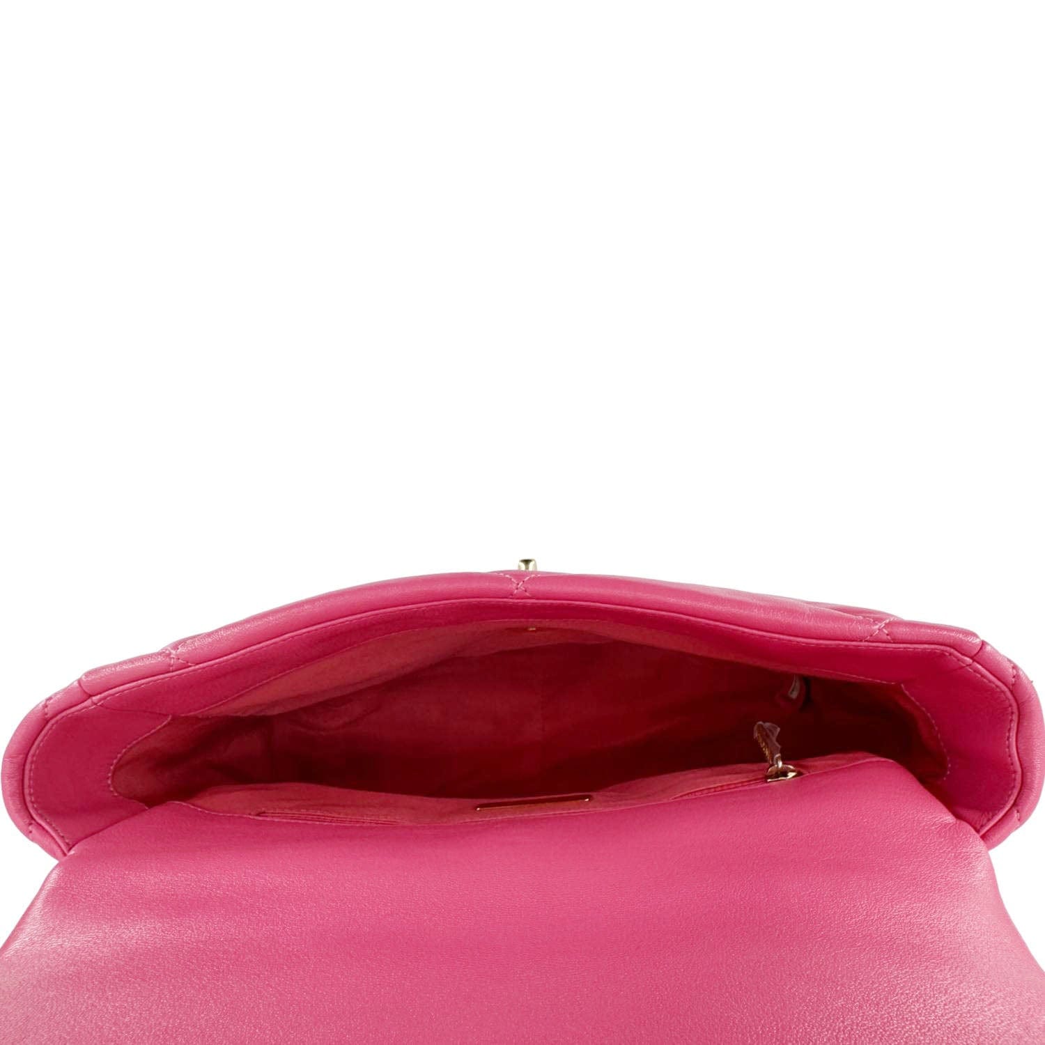 Chanel 19 Flap Medium Lambskin Quilted Leather Shoulder Bag Pink