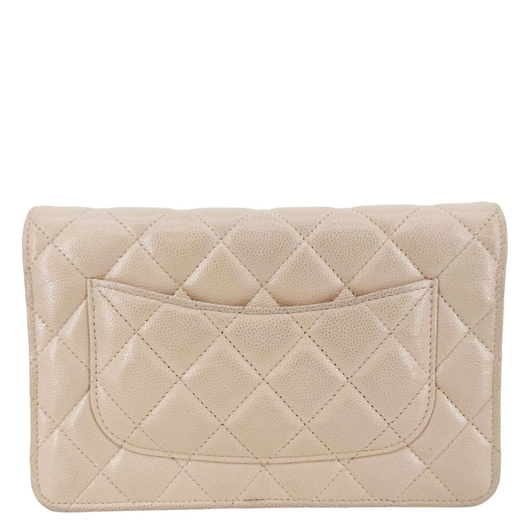 Chanel CC Pearl Caviar Quilted Leather WOC Crossbody Bag Off white