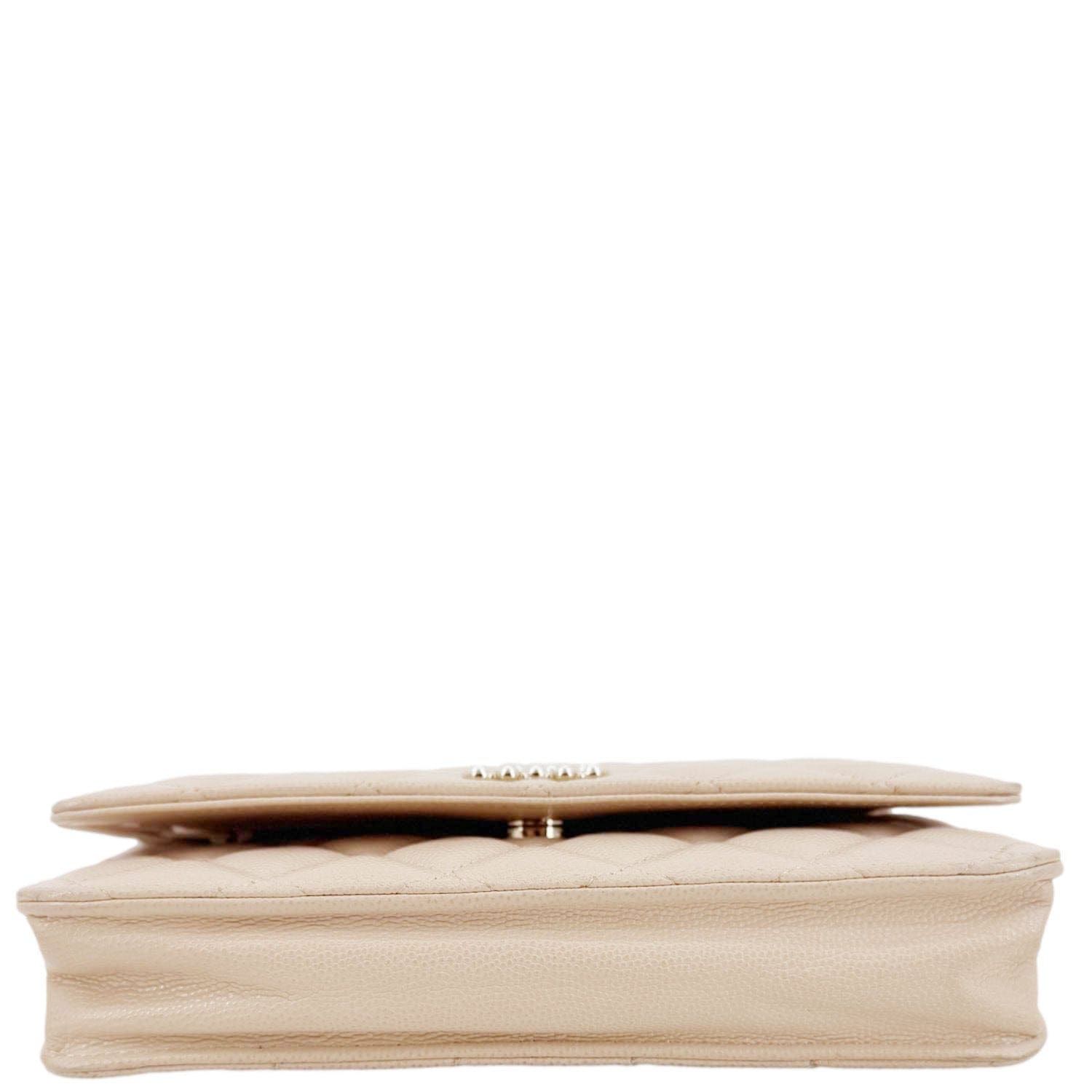 Chanel CC Pearl Caviar Quilted Leather WOC Crossbody Bag Off white