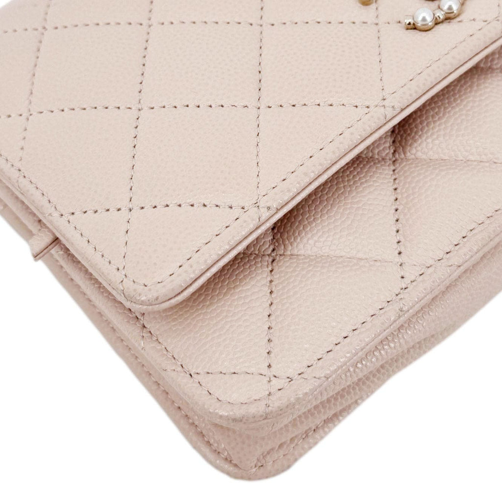 Chanel CC Pearl Caviar Quilted Leather WOC Crossbody Bag Off white