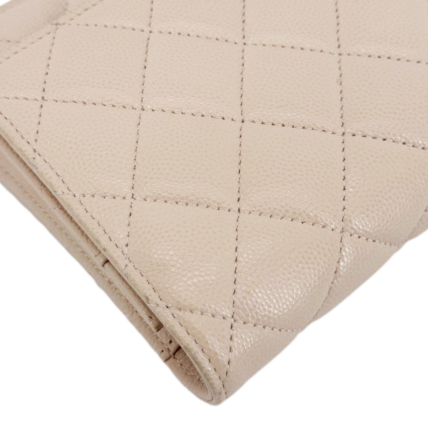 Chanel CC Pearl Caviar Quilted Leather WOC Crossbody Bag Off white