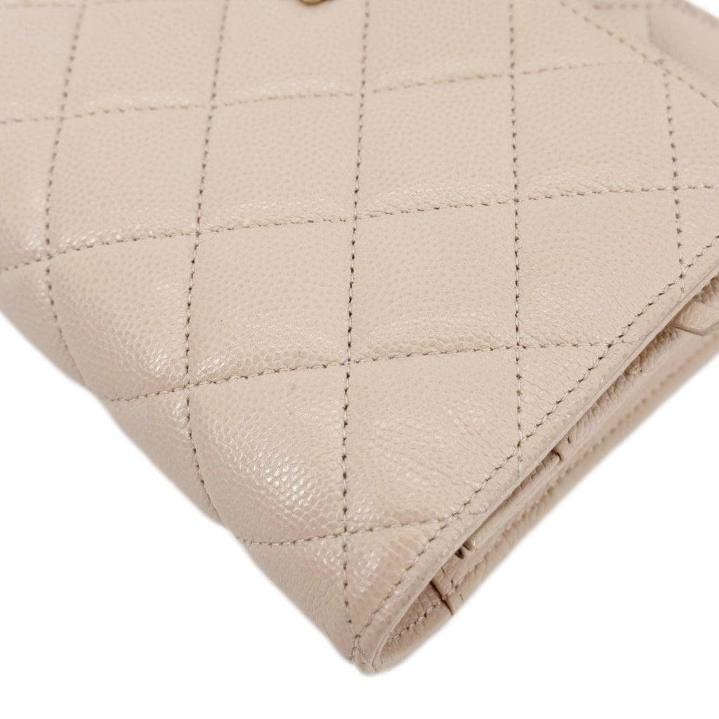 Chanel CC Pearl Caviar Quilted Leather WOC Crossbody Bag Off white