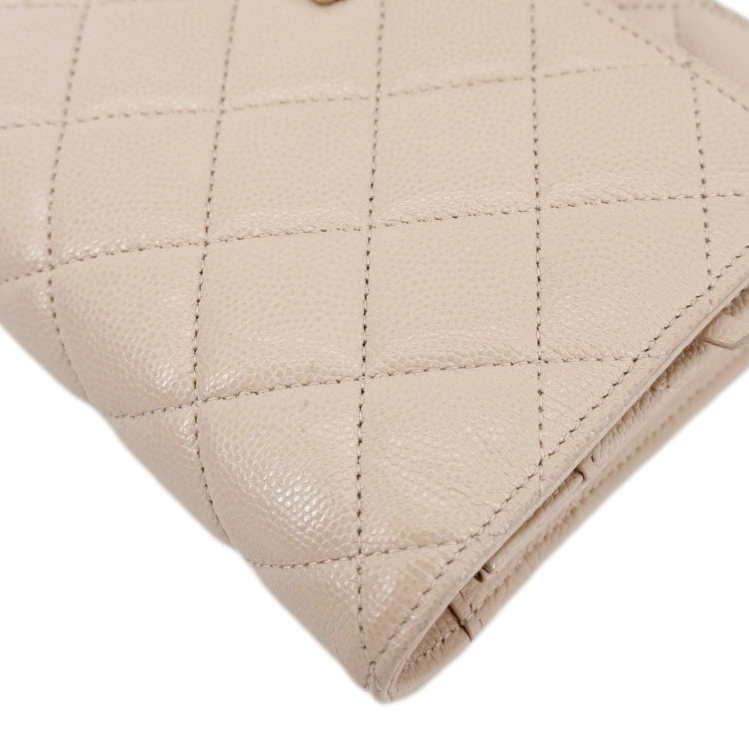 Chanel CC Pearl Caviar Quilted Leather WOC Crossbody Bag Off white