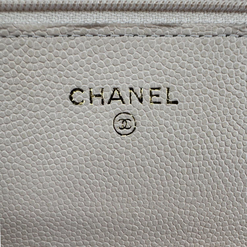 Chanel CC Pearl Caviar Quilted Leather WOC Crossbody Bag Off white