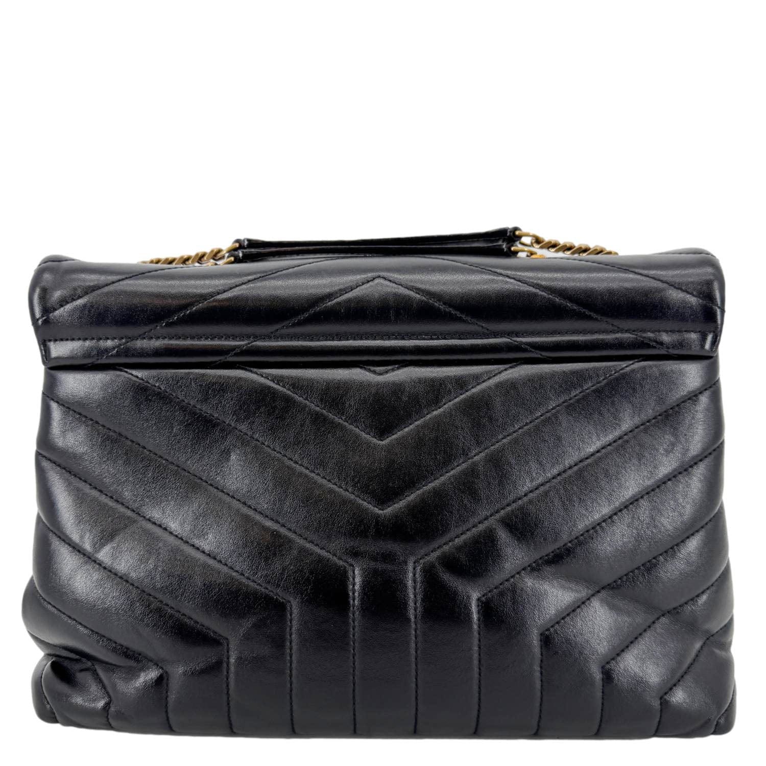 YVES SAINT LAURENT Loulou Large Matelasse Leather Chain  Shoulder Bag Black