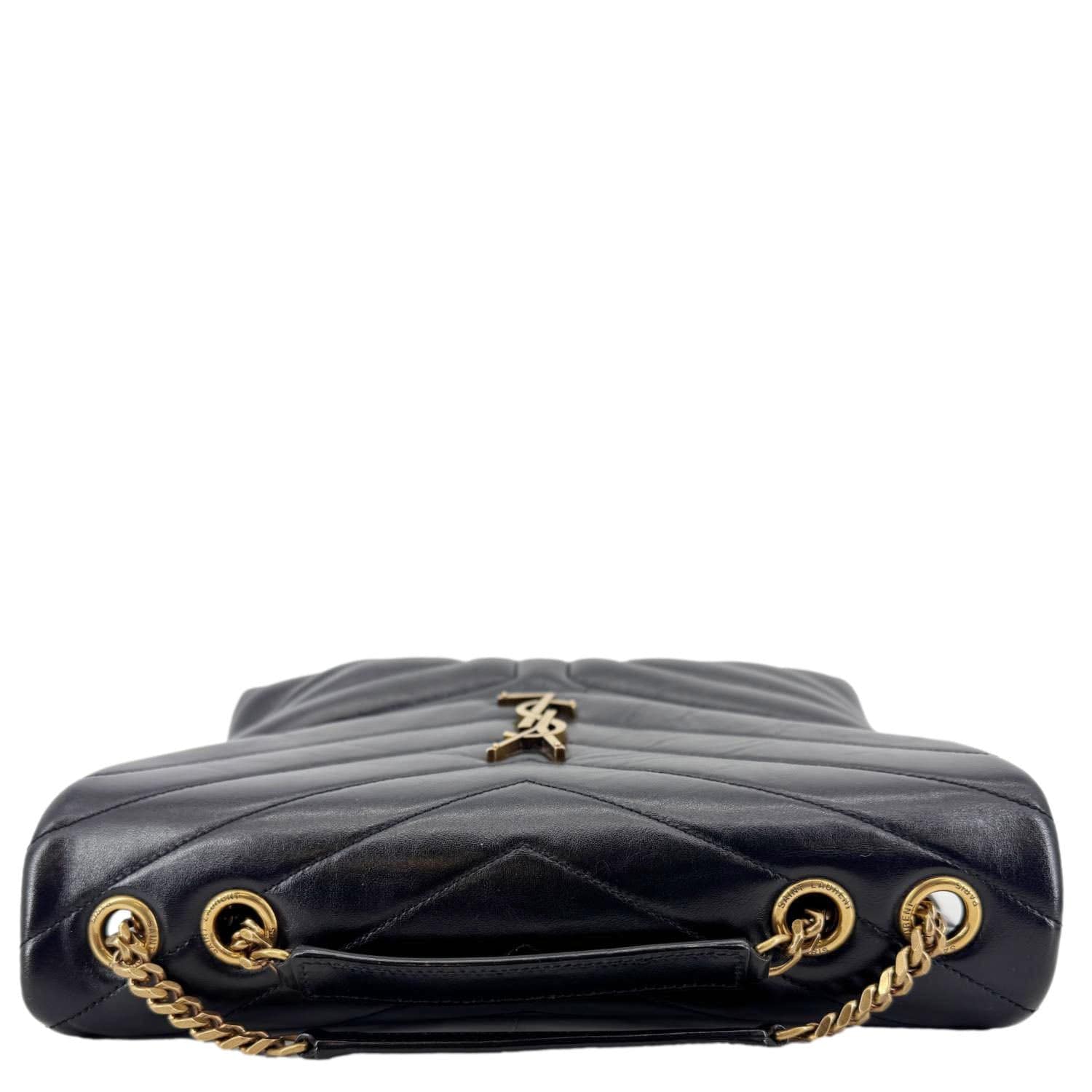 YVES SAINT LAURENT Loulou Large Matelasse Leather Chain  Shoulder Bag Black
