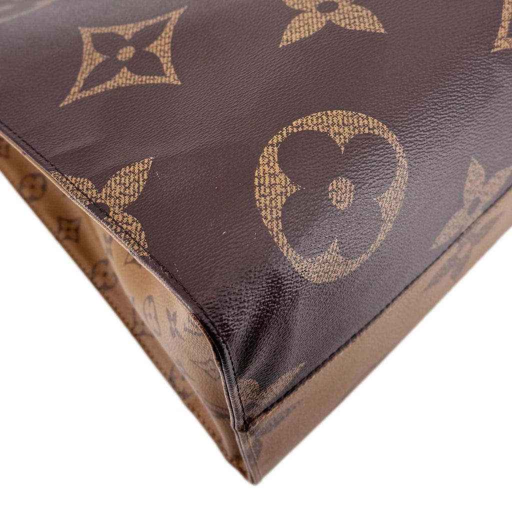 LOUIS VUITTON Onthego GM Reverse Monogram Canvas Tote Bag Brown