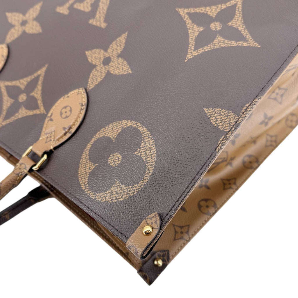 LOUIS VUITTON Onthego GM Reverse Monogram Canvas Tote Bag Brown