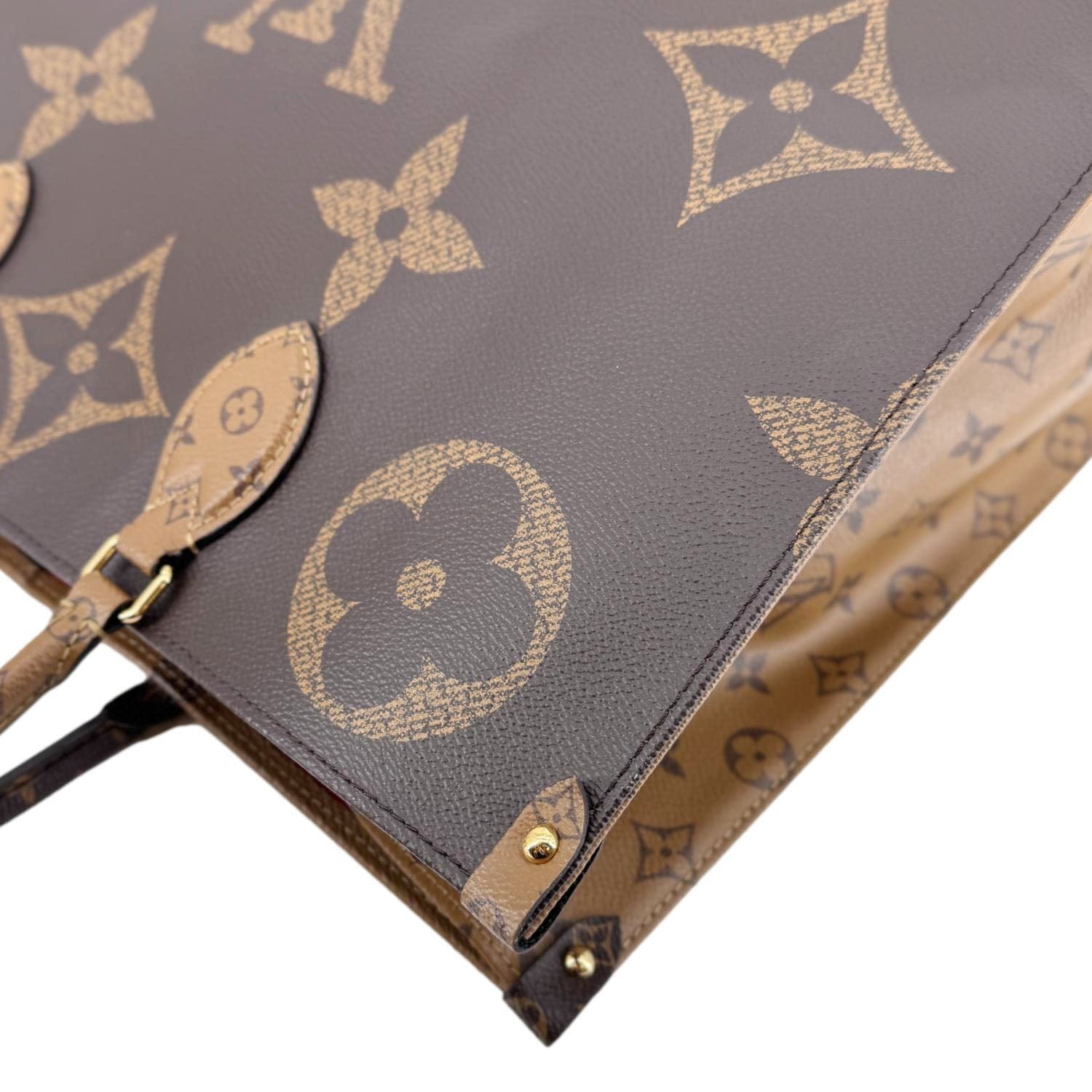 LOUIS VUITTON Onthego GM Reverse Monogram Canvas Tote Bag Brown